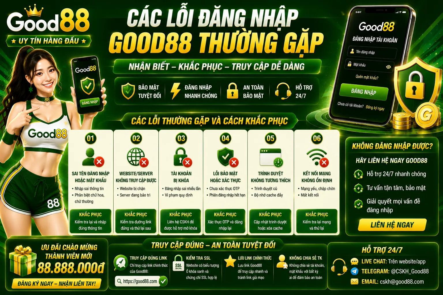 Các lỗi đăng nhập Good88 thường gặp