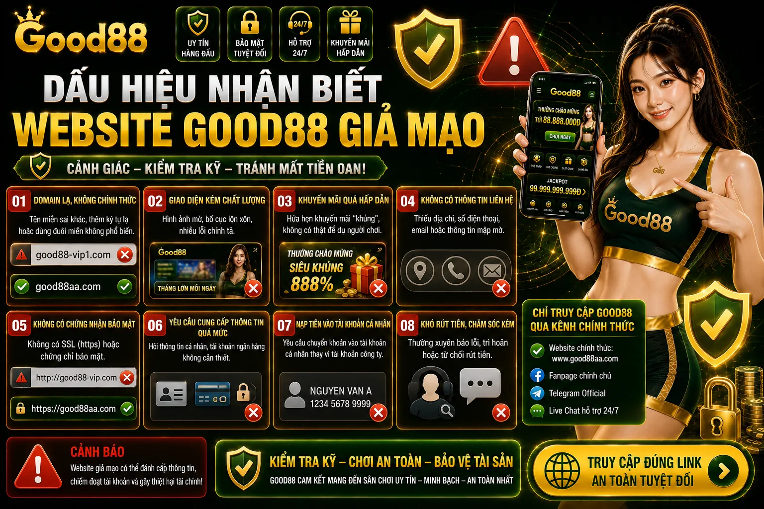 Good88 Đổi Link Hoặc Domain – Cách Xác Minh Thông Báo 2 Dấu hiệu nhận biết website Good88 giả mạo